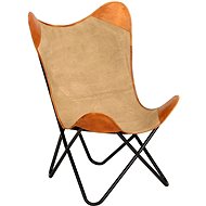 Butterfly chair brown genuine leather and canvas - Armchair