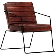 Dark brown genuine leather armchair - Armchair