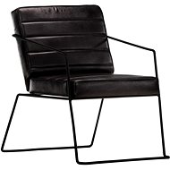 Black genuine leather armchair - Armchair