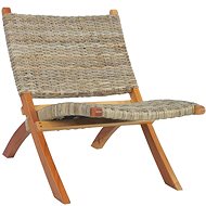 Relaxing chair with natural rattan kubu and solid mahogany - Armchair