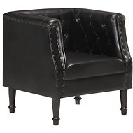 Black genuine leather armchair - Armchair