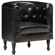 Black genuine leather club chair - Armchair