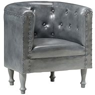 Club chair gray genuine leather - Armchair