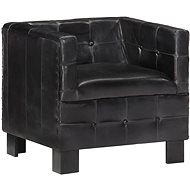 Black genuine leather club chair - Armchair