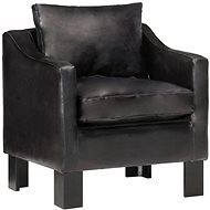 Black genuine leather club chair - Armchair