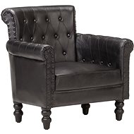 Black genuine goatskin armchair - Armchair