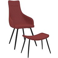 Armchair with burgundy textile footstool - Armchair
