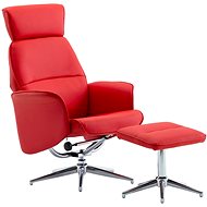 Positioning chair with red faux leather footrest - Armchair