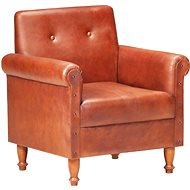 Club chair brown genuine leather - Armchair