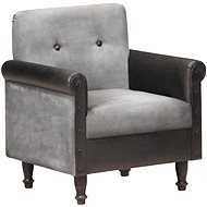 Club genuine black genuine leather and canvas - Armchair