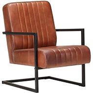 Cantilever chair brown genuine leather - Armchair