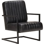 Black genuine leather console - Armchair