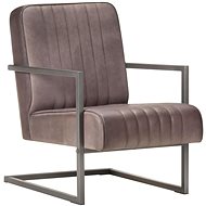 Cantilever chair brown with genuine leather flap - Armchair