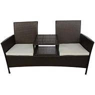 2-seater garden sofa with tea table polyrattan brown 42843 - Garden Sofa