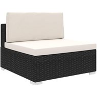 Partial center sofa 1 pc with polyrattan black cushions 46794 - Garden Sofa