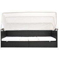 Garden Sofa with Canopy Polyrattan Black 41829 - Garden Sofa