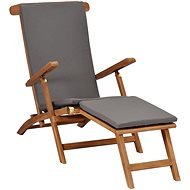 Garden Reclining Chair with a Cushion, Dark Grey, Solid Teak 47409 - Garden Armchair