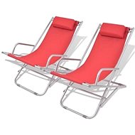 Adjustable garden chairs 2 pcs steel red 42937 - Garden Armchair