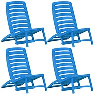 Children' s folding beach chairs 4 pcs plastic blue 45626 - Garden Chair