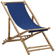 Bamboo camping chair and navy blue canvas 313019 - Garden Chair