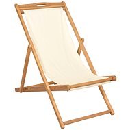 Kempingová stolička teak 56 × 105 × 96 cm krémová 43802 - Záhradné kreslo