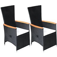 Adjustable Garden Chairs 2 pcs with Cushions Polyrattan Black 42695 - Garden Chair