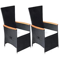 Adjustable garden chairs 2 pcs with polyrattan black cushions 47683 - Garden Armchair