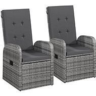Adjustable garden chairs 2 pcs with polyrattan gray 47676 cushions - Garden Chair