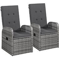 Adjustable garden chairs 2 pcs with polyrattan gray 47676 cushions - Garden Armchair