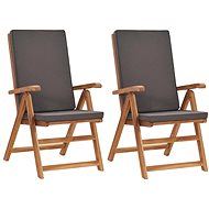 Positioning garden chairs with cushions 2 pcs solid teak gray 48982 - Garden Chair