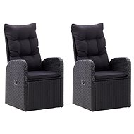 Adjustable Garden Chairs 2 pcs with Cushions Polyrattan Black 46065 - Garden Armchair