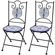 Folding bistro chair 2 pcs ceramic blue and white 41531 - Garden Chair