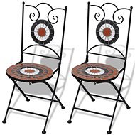 Folding bistro chairs 2 pcs ceramic terracotta and white 41535 - Garden Chair