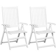 Folding Dining Chair 2 pcs White Solid Acacia Wood 44058 - Garden Chair