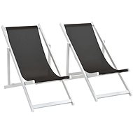 Folding beach chairs 2 pcs aluminum and textile black 44348 - Garden Armchair
