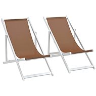 Folding beach chairs 2 pcs aluminum and textile brown 44350 - Garden Armchair