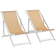 Folding Beach Chairs 2 pcs Aluminium and Textile Cream 44349 - Garden Armchair