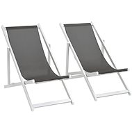 Folding beach chairs 2 pcs aluminum and textile gray 44347 - Garden Armchair