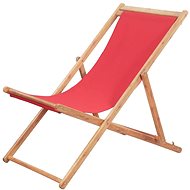 Folding beach chair fabric and wooden frame red 43999 - Garden Armchair