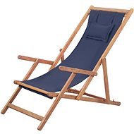 Folding Beach Chair Fabric and Wooden Frame Blue 43996 - Garden Chair