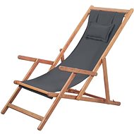 Folding beach chair fabric and wooden frame gray 43997 - Garden Armchair