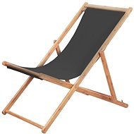 Folding beach chair fabric and wooden frame gray 44001 - Garden Chair