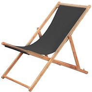 Folding beach chair fabric and wooden frame gray 44001 - Garden Armchair