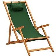 Folding beach chair solid eucalyptus and textile green 310312 - Garden Armchair