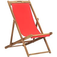 Folding beach chair massive teak red 47417 - Garden Armchair