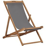 Folding beach chair solid teak gray 47415 - Garden Chair
