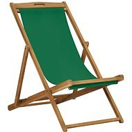 Folding Beach Chair Solid Teak Green 47416 - Garden Chair