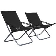 Folding beach chairs 2 pcs textile black 47903 - Garden Chair