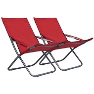 Folding beach chairs 2 pcs textile red 47904 - Garden Chair