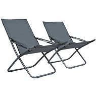 Folding beach chairs 2 pcs textile gray 47905 - Garden Chair